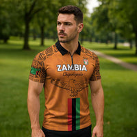 Custom Zambia Football Zipper Polo Shirt Go Chipolopolo Go - Wonder Print Shop