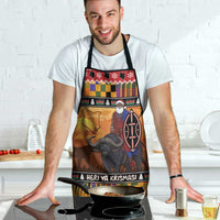Kenya Safari Christmas Apron Black Santa Riding Cape Buffalo - Heri ya Krismasi - Wonder Print Shop
