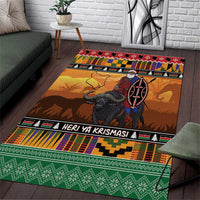 Kenya Safari Christmas Area Rug Black Santa Riding Cape Buffalo - Heri ya Krismasi - Wonder Print Shop