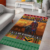 Kenya Safari Christmas Area Rug Black Santa Riding Cape Buffalo - Heri ya Krismasi - Wonder Print Shop