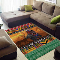Kenya Safari Christmas Area Rug Black Santa Riding Cape Buffalo - Heri ya Krismasi - Wonder Print Shop