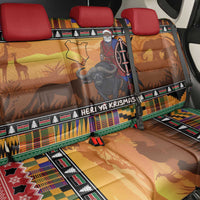 Kenya Safari Christmas Back Car Seat Cover Black Santa Riding Cape Buffalo - Heri ya Krismasi - Wonder Print Shop