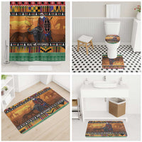 Kenya Safari Christmas Bathroom Set Black Santa Riding Cape Buffalo - Heri ya Krismasi - Wonder Print Shop