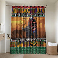 Kenya Safari Christmas Bathroom Set Black Santa Riding Cape Buffalo - Heri ya Krismasi - Wonder Print Shop