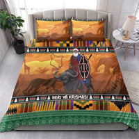 Kenya Safari Christmas Bedding Set Black Santa Riding Cape Buffalo - Heri ya Krismasi - Wonder Print Shop