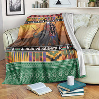 Kenya Safari Christmas Blanket Black Santa Riding Cape Buffalo - Heri ya Krismasi - Wonder Print Shop
