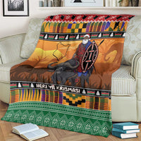 Kenya Safari Christmas Blanket Black Santa Riding Cape Buffalo - Heri ya Krismasi - Wonder Print Shop