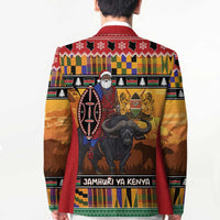 Kenya Safari Christmas Blazer Black Santa Riding Cape Buffalo - Heri ya Krismasi - Wonder Print Shop
