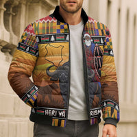 Kenya Safari Christmas Bomber Puffer Jacket Black Santa Riding Cape Buffalo - Heri ya Krismasi - Wonder Print Shop