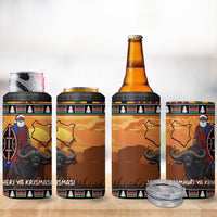 Kenya Safari Christmas 4 in 1 Can Cooler Tumbler Black Santa Riding Cape Buffalo - Heri ya Krismasi - Wonder Print Shop