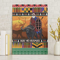Kenya Safari Christmas Canvas Wall Art Black Santa Riding Cape Buffalo - Heri ya Krismasi - Wonder Print Shop