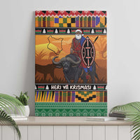 Kenya Safari Christmas Canvas Wall Art Black Santa Riding Cape Buffalo - Heri ya Krismasi - Wonder Print Shop