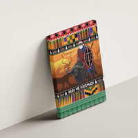 Kenya Safari Christmas Canvas Wall Art Black Santa Riding Cape Buffalo - Heri ya Krismasi - Wonder Print Shop