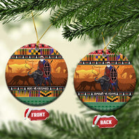 Kenya Safari Christmas Ceramic Ornament Black Santa Riding Cape Buffalo - Heri ya Krismasi - Wonder Print Shop