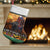 Kenya Safari Christmas Stocking Black Santa Riding Cape Buffalo - Heri ya Krismasi - Wonder Print Shop