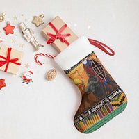 Kenya Safari Christmas Stocking Black Santa Riding Cape Buffalo - Heri ya Krismasi - Wonder Print Shop