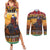 Kenya Safari Christmas Couples Matching Summer Maxi Dress and Long Sleeve Button Shirt Black Santa Riding Cape Buffalo - Heri ya Krismasi - Wonder Print Shop