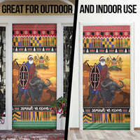 Kenya Safari Christmas Door Cover Black Santa Riding Cape Buffalo - Heri ya Krismasi - Wonder Print Shop