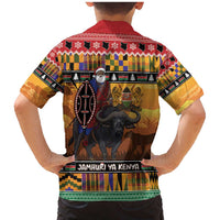 Kenya Safari Christmas Family Matching Mermaid Dress and Hawaiian Shirt Black Santa Riding Cape Buffalo - Heri ya Krismasi - Wonder Print Shop