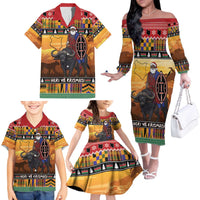 Kenya Safari Christmas Family Matching Off The Shoulder Long Sleeve Dress and Hawaiian Shirt Black Santa Riding Cape Buffalo - Heri ya Krismasi - Wonder Print Shop