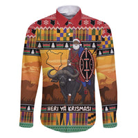 Kenya Safari Christmas Family Matching Puletasi and Hawaiian Shirt Black Santa Riding Cape Buffalo - Heri ya Krismasi - Wonder Print Shop