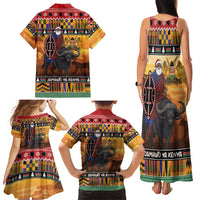Kenya Safari Christmas Family Matching Tank Maxi Dress and Hawaiian Shirt Black Santa Riding Cape Buffalo - Heri ya Krismasi - Wonder Print Shop