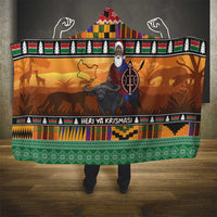 Kenya Safari Christmas Hooded Blanket Black Santa Riding Cape Buffalo - Heri ya Krismasi - Wonder Print Shop