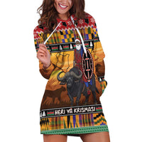 Kenya Safari Christmas Hoodie Dress Black Santa Riding Cape Buffalo - Heri ya Krismasi - Wonder Print Shop