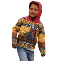 Kenya Safari Christmas Kid Hoodie Black Santa Riding Cape Buffalo - Heri ya Krismasi - Wonder Print Shop