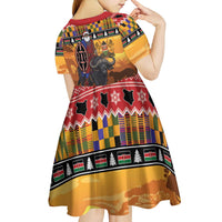 Kenya Safari Christmas Kid Short Sleeve Dress Black Santa Riding Cape Buffalo - Heri ya Krismasi - Wonder Print Shop