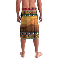 Kenya Safari Christmas Lavalava Black Santa Riding Cape Buffalo - Heri ya Krismasi - Wonder Print Shop