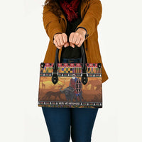 Kenya Safari Christmas Leather Bag Black Santa Riding Cape Buffalo - Heri ya Krismasi - Wonder Print Shop
