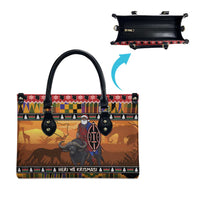 Kenya Safari Christmas Leather Bag Black Santa Riding Cape Buffalo - Heri ya Krismasi - Wonder Print Shop