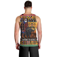 Kenya Safari Christmas Men Tank Top Black Santa Riding Cape Buffalo - Heri ya Krismasi - Wonder Print Shop
