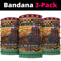 Kenya Safari Christmas Neck Gaiter Black Santa Riding Cape Buffalo - Heri ya Krismasi - Wonder Print Shop