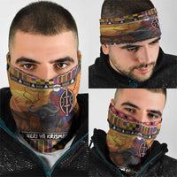 Kenya Safari Christmas Neck Gaiter Black Santa Riding Cape Buffalo - Heri ya Krismasi - Wonder Print Shop
