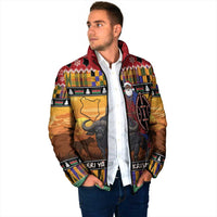 Kenya Safari Christmas Padded Jacket Black Santa Riding Cape Buffalo - Heri ya Krismasi - Wonder Print Shop