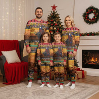 Kenya Safari Christmas Pajama Set Black Santa Riding Cape Buffalo - Heri ya Krismasi - Wonder Print Shop