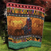 Kenya Safari Christmas Quilt Black Santa Riding Cape Buffalo - Heri ya Krismasi - Wonder Print Shop