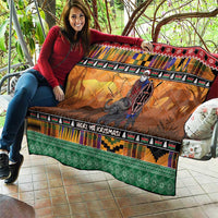 Kenya Safari Christmas Quilt Black Santa Riding Cape Buffalo - Heri ya Krismasi - Wonder Print Shop