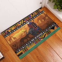 Kenya Safari Christmas Rubber Doormat Black Santa Riding Cape Buffalo - Heri ya Krismasi - Wonder Print Shop