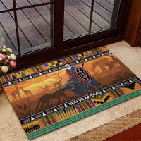 Kenya Safari Christmas Rubber Doormat Black Santa Riding Cape Buffalo - Heri ya Krismasi - Wonder Print Shop