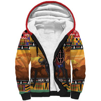 Kenya Safari Christmas Sherpa Hoodie Black Santa Riding Cape Buffalo - Heri ya Krismasi - Wonder Print Shop