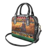 Kenya Safari Christmas Shoulder Handbag Black Santa Riding Cape Buffalo - Heri ya Krismasi - Wonder Print Shop