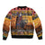 Kenya Safari Christmas Sleeve Zip Bomber Jacket Black Santa Riding Cape Buffalo - Heri ya Krismasi - Wonder Print Shop