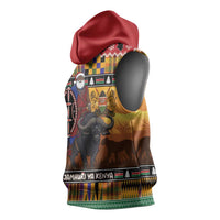 Kenya Safari Christmas Sleeveless Hoodie Black Santa Riding Cape Buffalo - Heri ya Krismasi - Wonder Print Shop