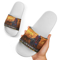 Kenya Safari Christmas Slide Sandals Black Santa Riding Cape Buffalo - Heri ya Krismasi - Wonder Print Shop