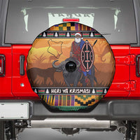 Kenya Safari Christmas Spare Tire Cover Black Santa Riding Cape Buffalo - Heri ya Krismasi - Wonder Print Shop