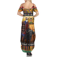 Kenya Safari Christmas Summer Maxi Dress Black Santa Riding Cape Buffalo - Heri ya Krismasi - Wonder Print Shop