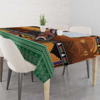 Kenya Safari Christmas Tablecloth Black Santa Riding Cape Buffalo - Heri ya Krismasi - Wonder Print Shop